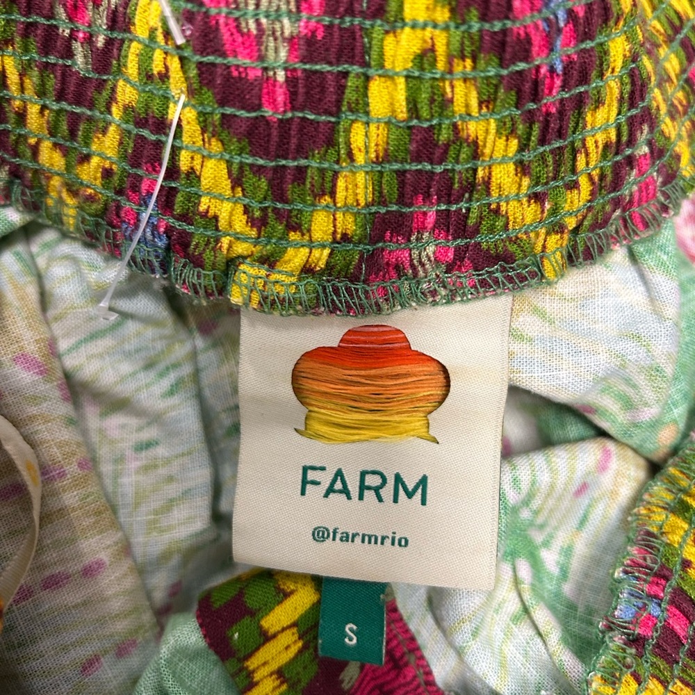 Farm Rio Banana Leaves Off-the-Shoulder Midi Dress, Size Small - Picture 11 of 14